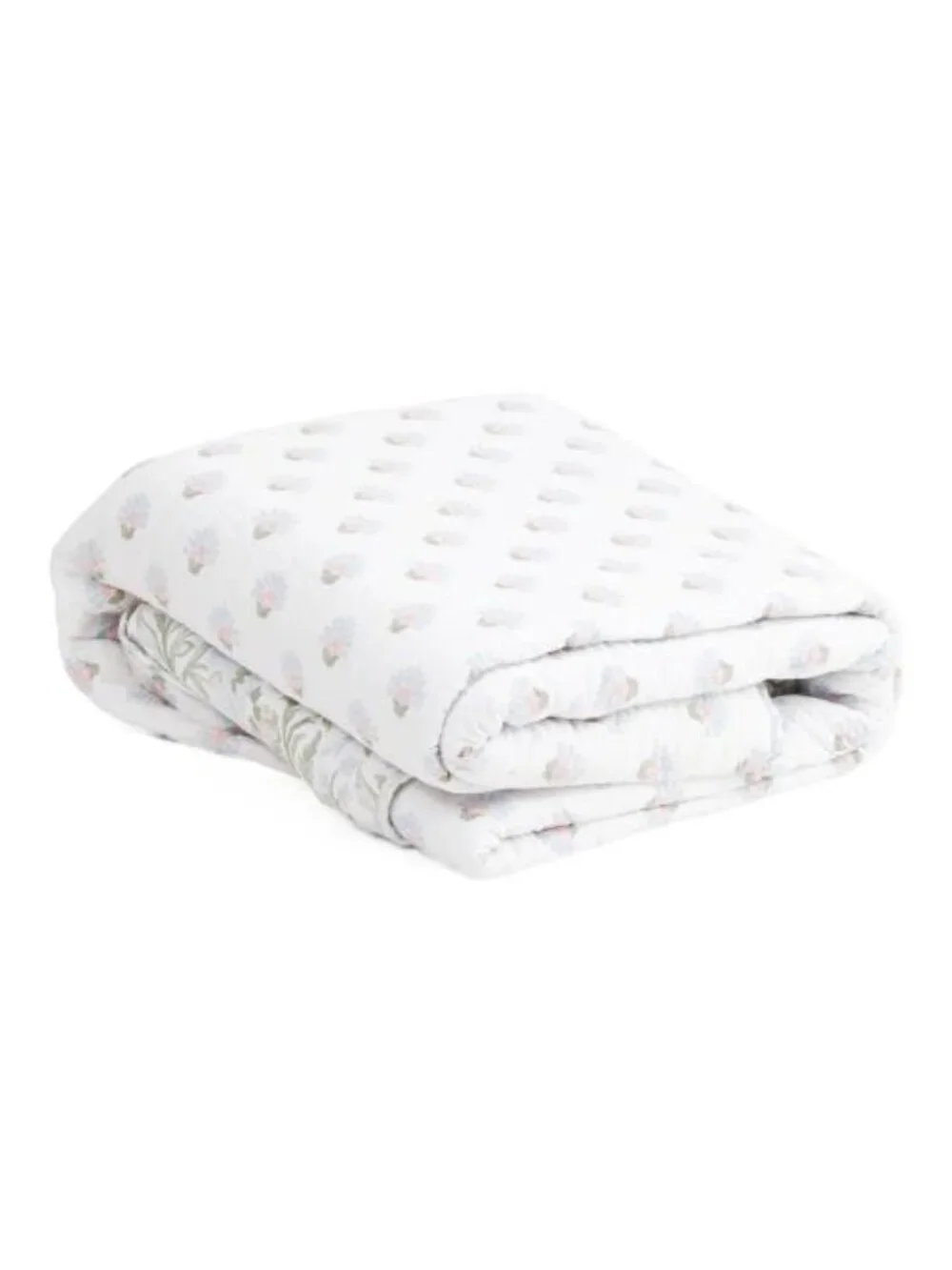 NICOLE MILLER White Floral Cotton Reversible Quilt Set